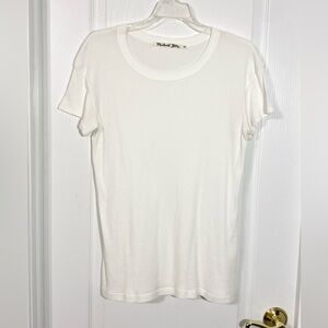 Y2K Michael Stars Ribbed Knit White Supima Cotton Tee OS
